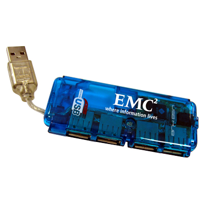 EMC 4 port hub sample in transparent blue